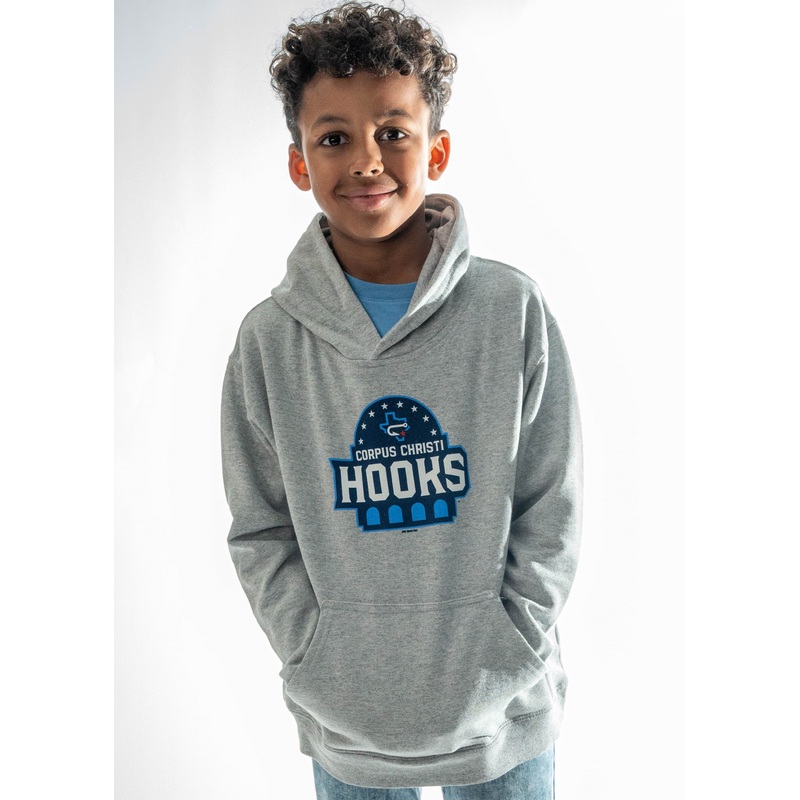 Youth Fleece Hood Primary Logo – Grey