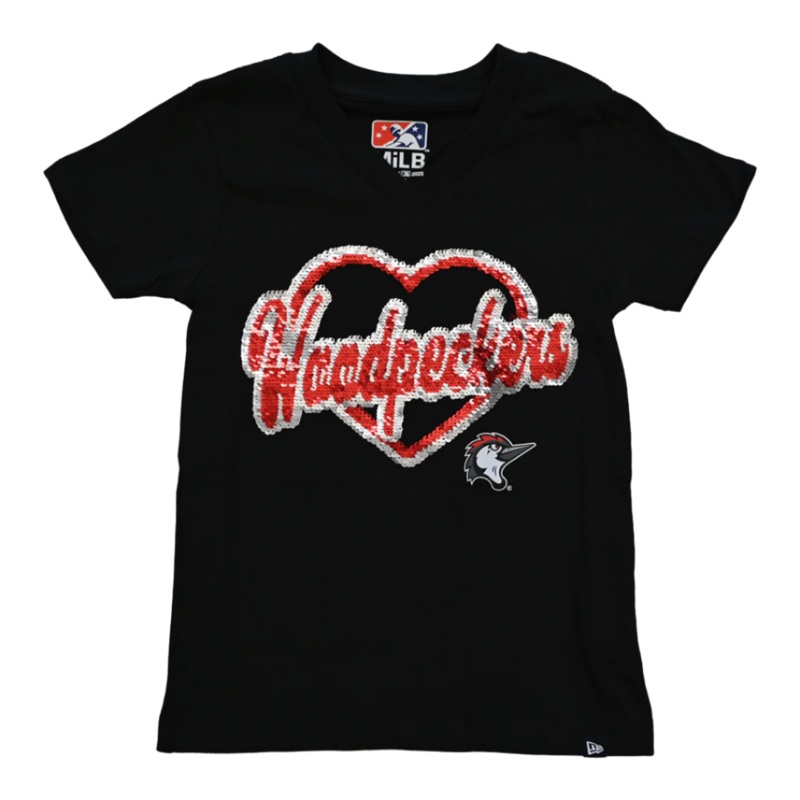 Fayetteville Woodpecker New Era Girl’s Sequin Flip T-shirt