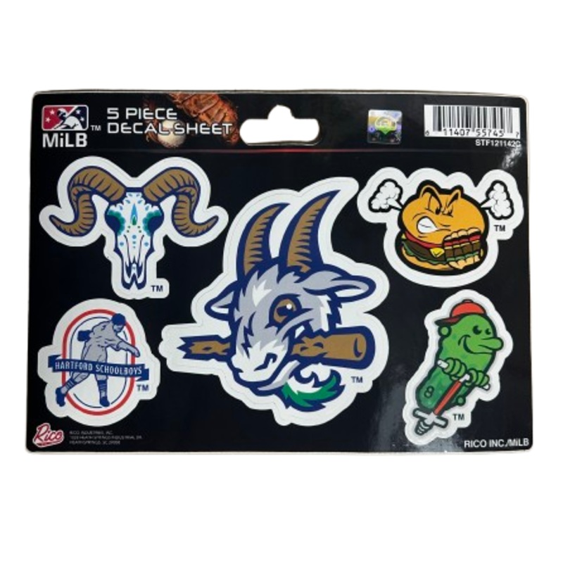Hartford Yard Goats RICO 5 Piece Decal Sticker Sheet