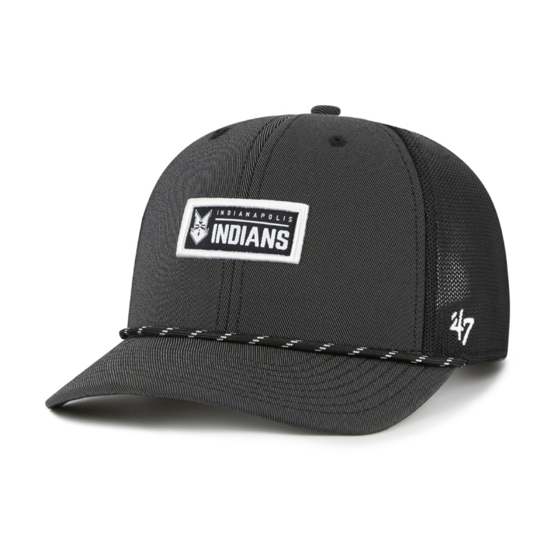 Indianapolis Indians ’47 Adult Black Rumble Rope Adjustable Snapback Cap
