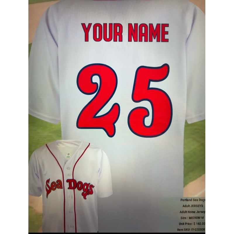 Portland Sea Dogs Custom Home White Replica Jersey