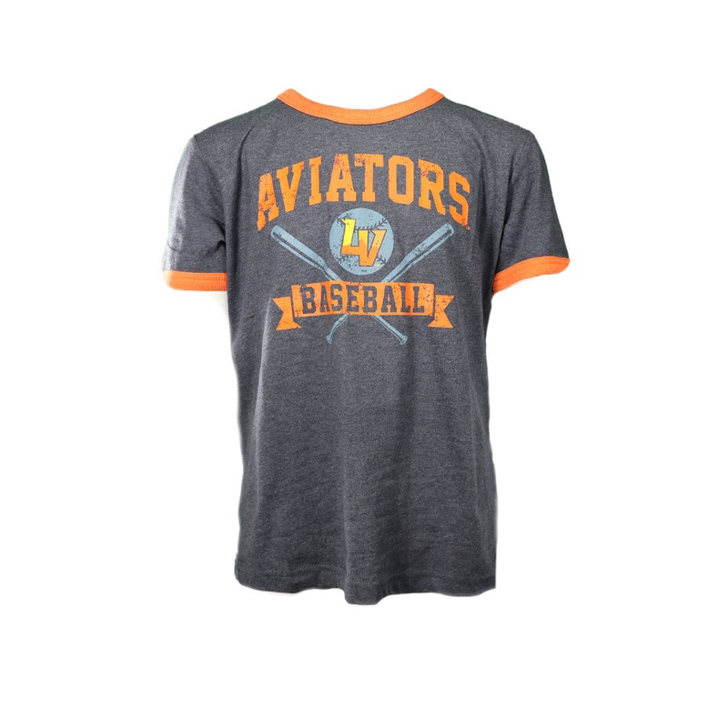 Kids’ New Era Aviators Baseball Bats Navy/Orange Ringer Short Sleeve T-Shirt