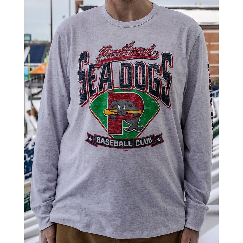 Portland Sea Dogs 47 Brand Grey Fair Ball Franklin Long Sleeve T-Shirt