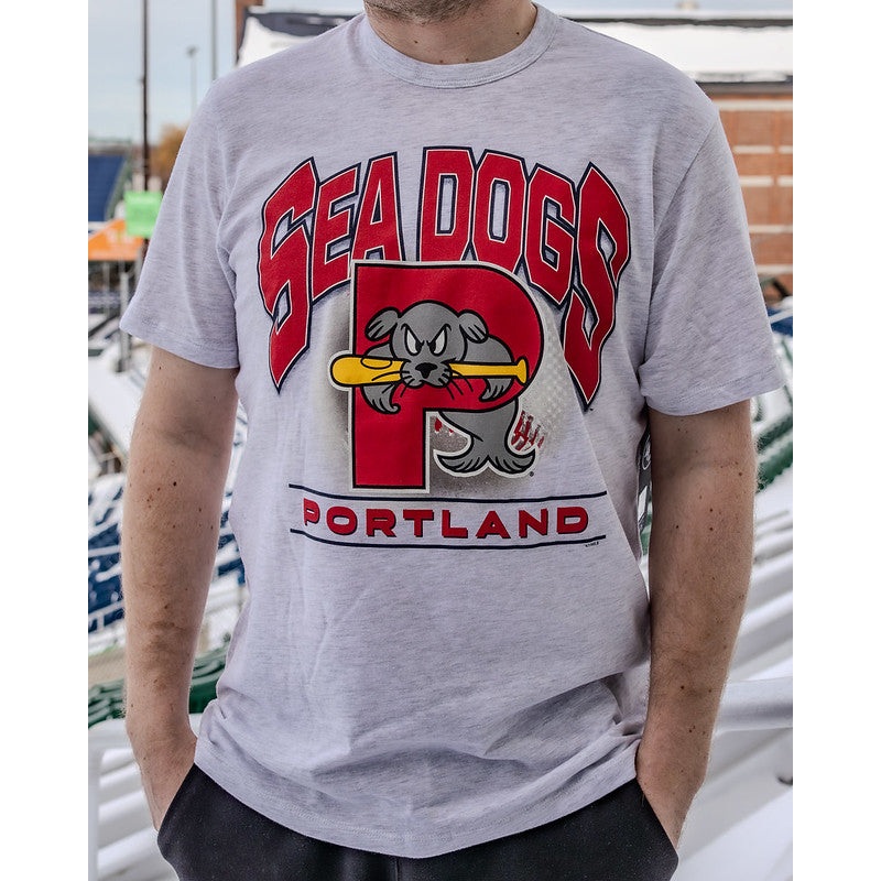 Portland Sea Dogs 47 Brand Relay Grey Bunt Franklin T-Shirt