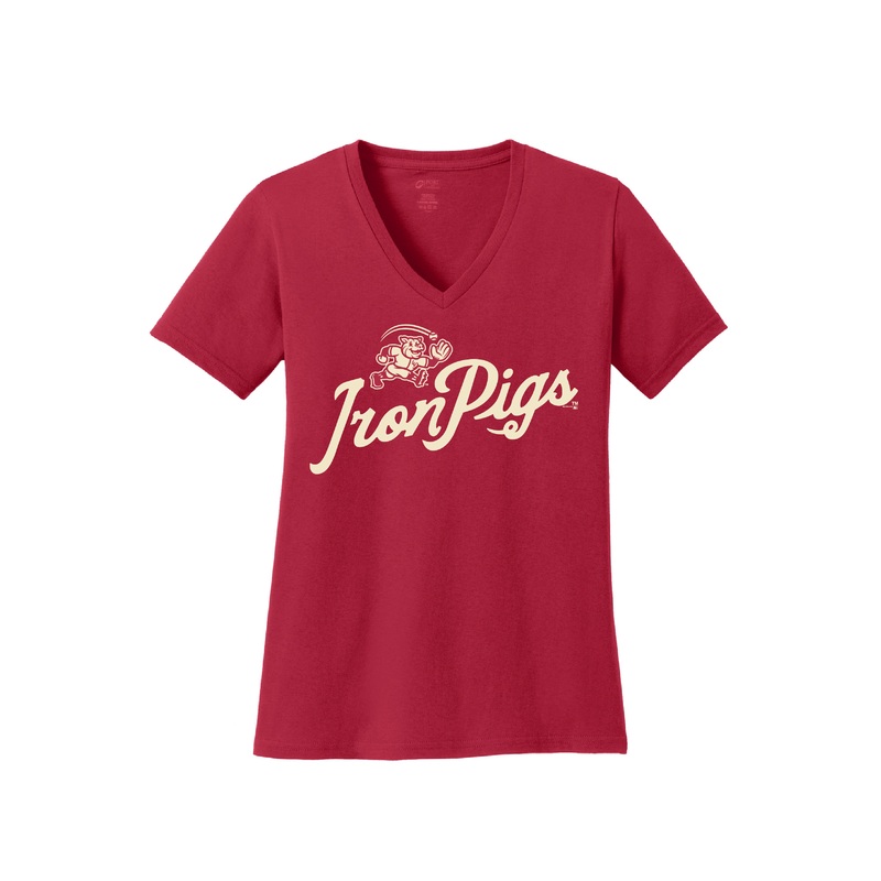 Lehigh Valley IronPigs Womens Fauxback V-Neck Tee