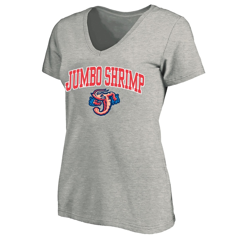 Jacksonville Jumbo Shrimp Profile Plus Size Women’s Heather Gray V-Neck Tee