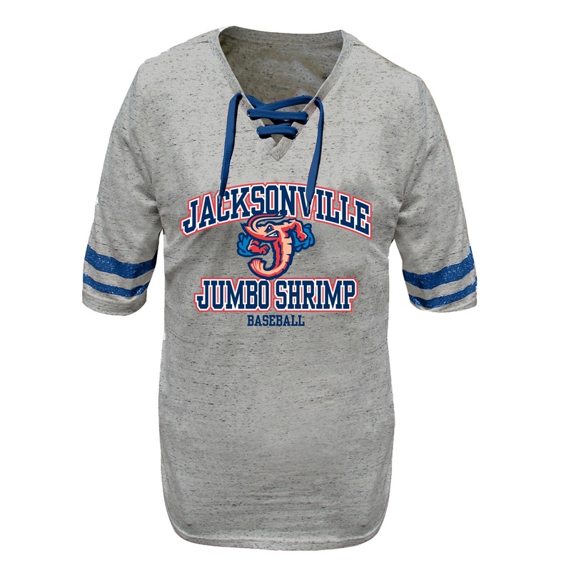 Jacksonville Jumbo Shrimp Profile Plus Size Women’s Lace-Up V-Neck Tee