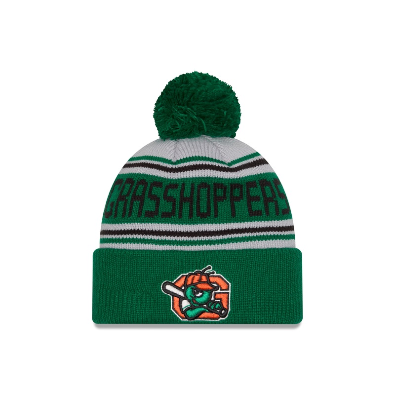 New Era Green Knit Cap With Pom