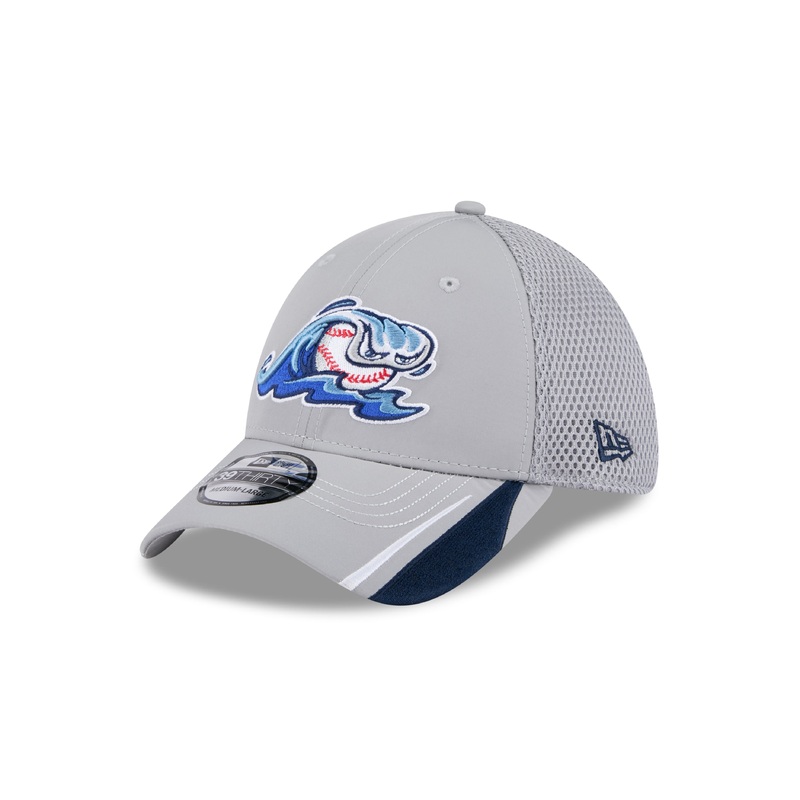 West Michigan Whitecaps New Era Linear Grey Stretch-Fit 39THIRTY Cap