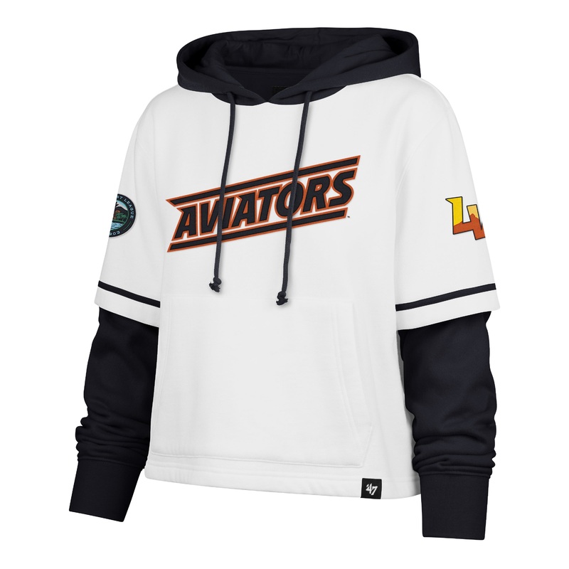 Women’s ’47 Brand Aviators Shortstop White/Navy Pullover Hoodie