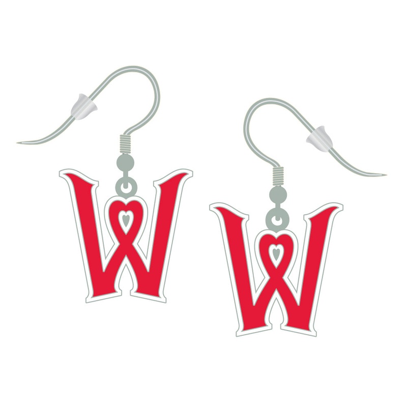 Worcester Red Sox Heart W J-Hook Earrings