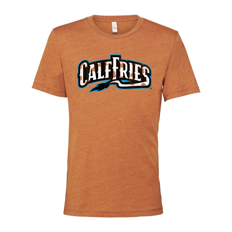 Amarillo Sod Poodles Orange Lets Play Ball Calf Fries Tee