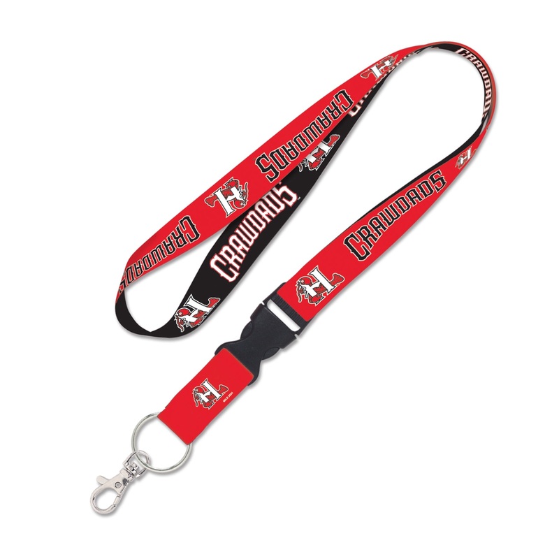 Hickory Crawdads 1″ Red/Black Lanyard