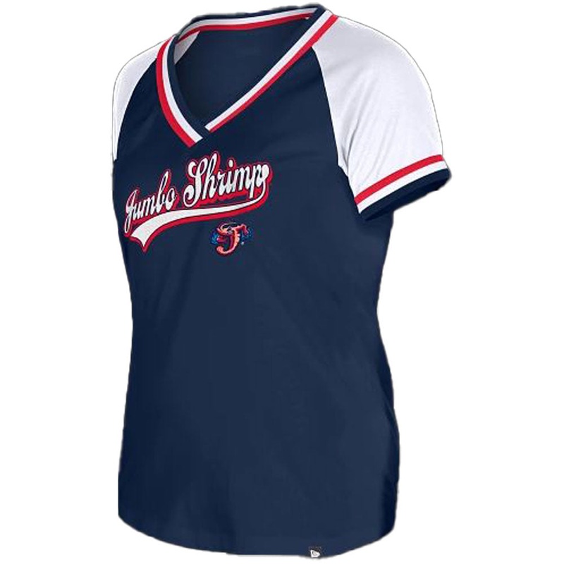 Jacksonville Jumbo Shrimp New Era Ladies Glitter 1946 V-Neck