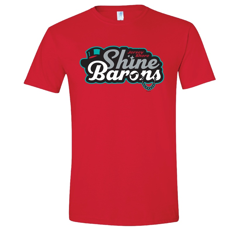 Jersey Shore BlueClaws TNC Shine Barons Wordmark Red Soft Style T-Shirt