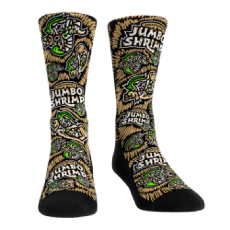 Jacksonville Jumbo Shrimp Rock Em’ Socks Prawn Of The Dead Logo Sketch Socks