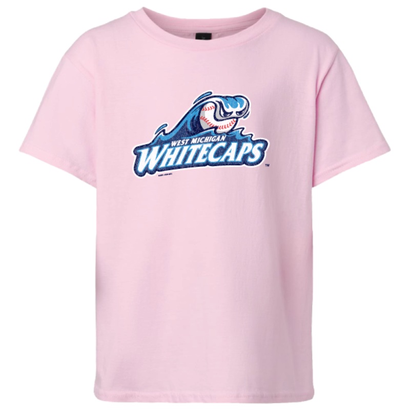 West Michigan Whitecaps Youth Primary Distressed Light Pink Tee