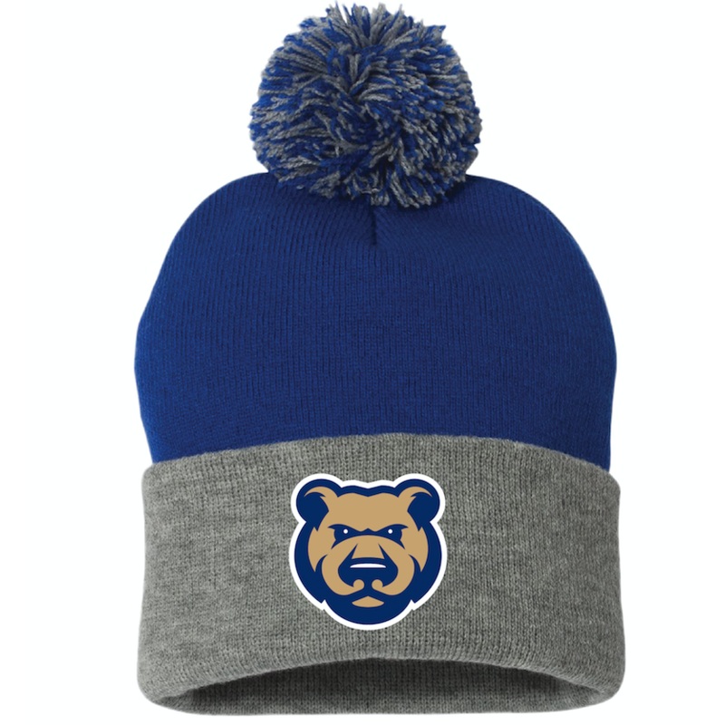 Adult Iowa Cubs NL Pom Beanie, Royal/Gray