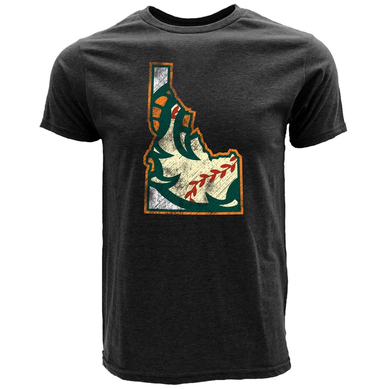 BOISE HAWKS STATE OUTLINE TEE, HEATHER BLACK