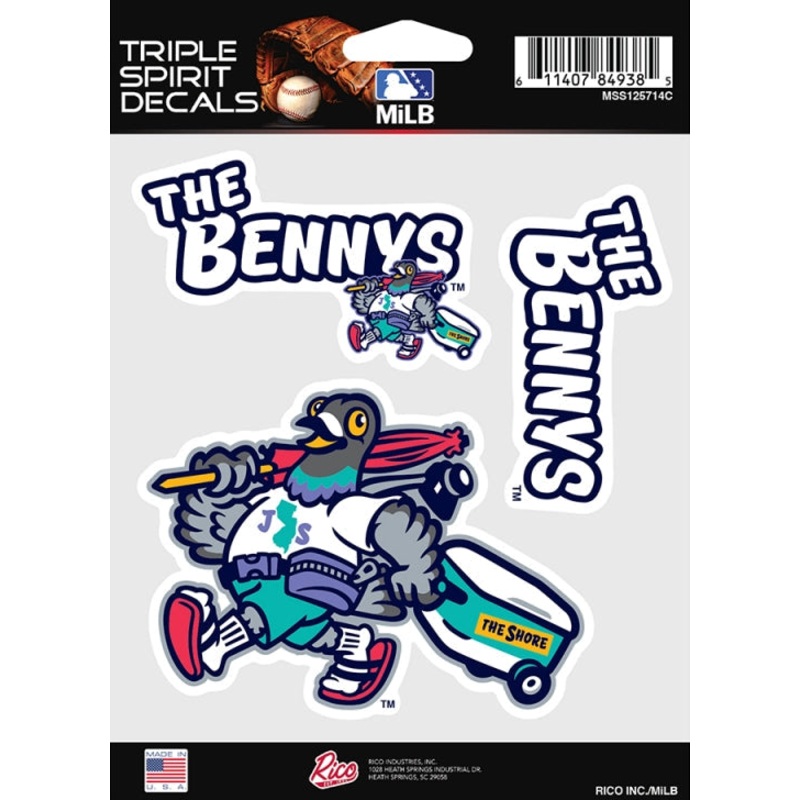 Jersey Shore BlueClaws TNC The Bennys 3 Piece Decal Set