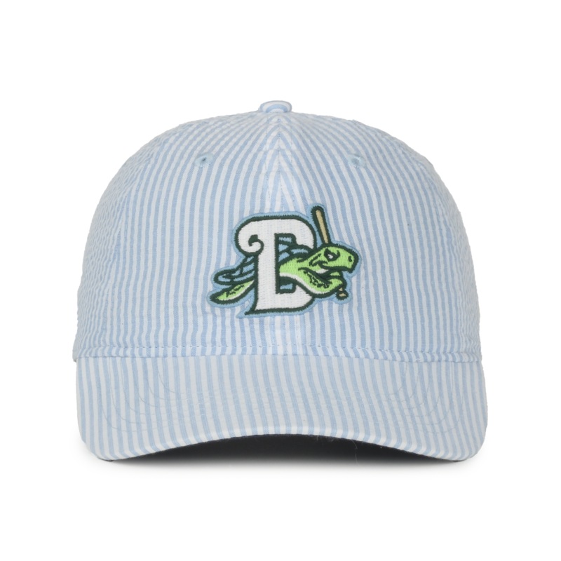 LADIES BLUE AND WHITE STRIPED CAP
