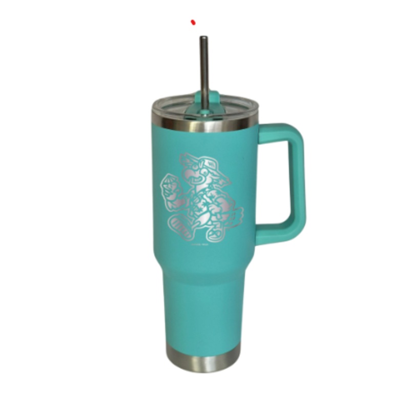 40 Oz. Articware Mug in Aqua with Biloxi Beach Chicken lasered on front