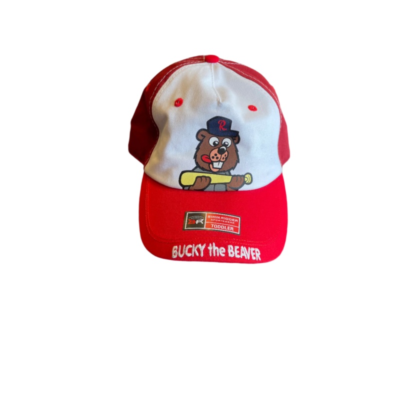 Maroon and red Bucky the Beaver Bimmridder toddler hat