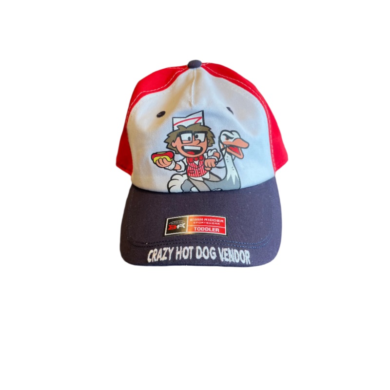 Navy and red Crazy Hot Dog Vendor  Bimmridder toddler hat