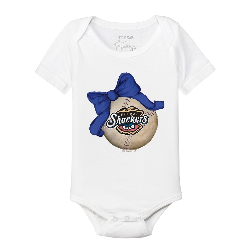 Tiny Turnip Infant Girls Baseball Bow Onesie