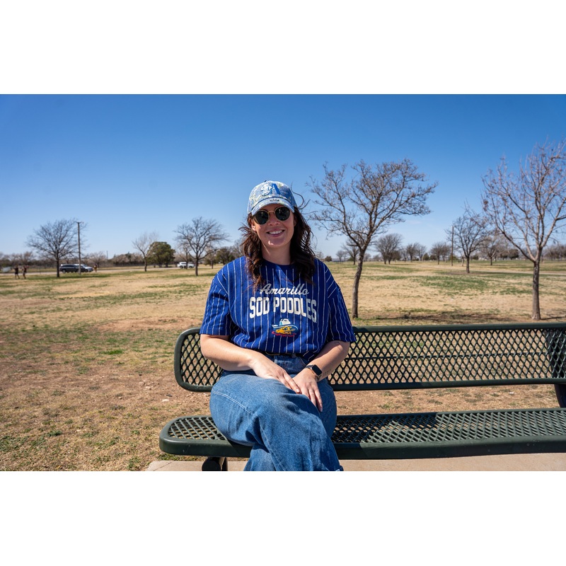 Amarillo Sod Poodles New Era Women’s Royal Pinstripe Game Tee