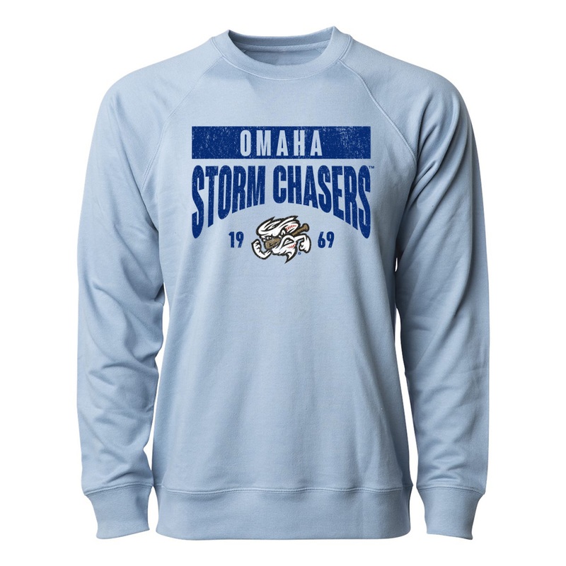 Omaha Storm Chasers 108 Stitches Men’s Collegiate Powder Blue Crewneck Sweatshirt