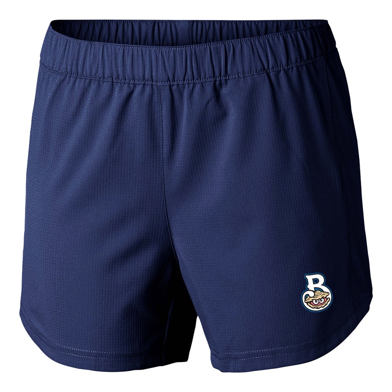 Columbia Women’s Tamiami Pull On Shorts in Collegiate Navy with Shuckers Home Logo