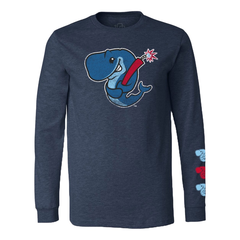 Eugene Emeralds Exploding Whales 108 Stitches Navy Blue Long-Sleeve T-Shirt
