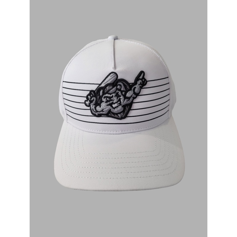 Mighty Mussels White Cap with Stripe