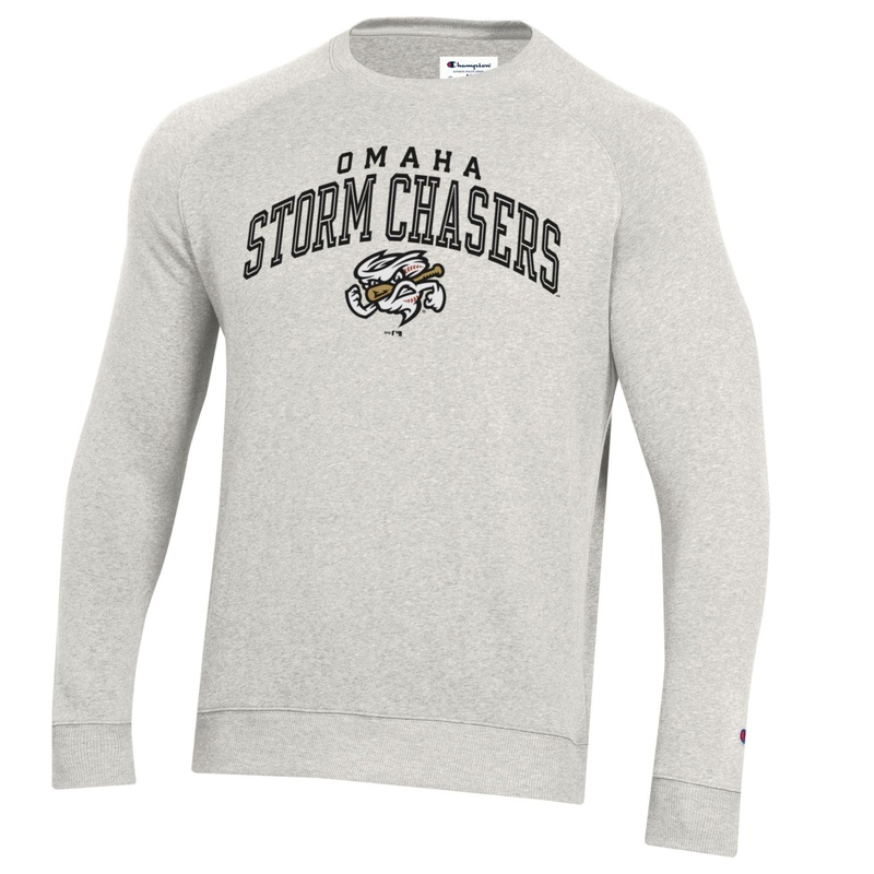 Omaha Storm Chasers Champion Men’s Triumph Fleece Raglan Crewneck Gray Sweatshirt