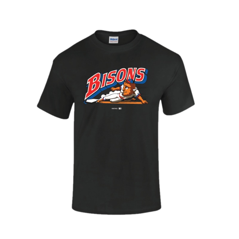 Buffalo Bisons Black Retro Slide Logo Tee