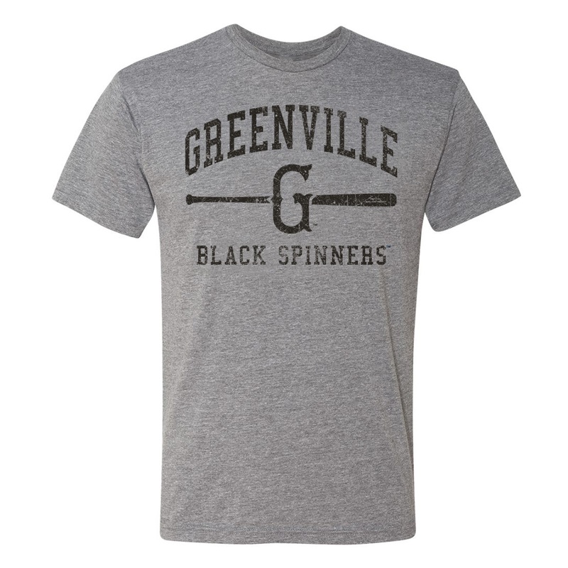 Greenville Drive 108 Stitches Gray Spinners Arch Bat Tee