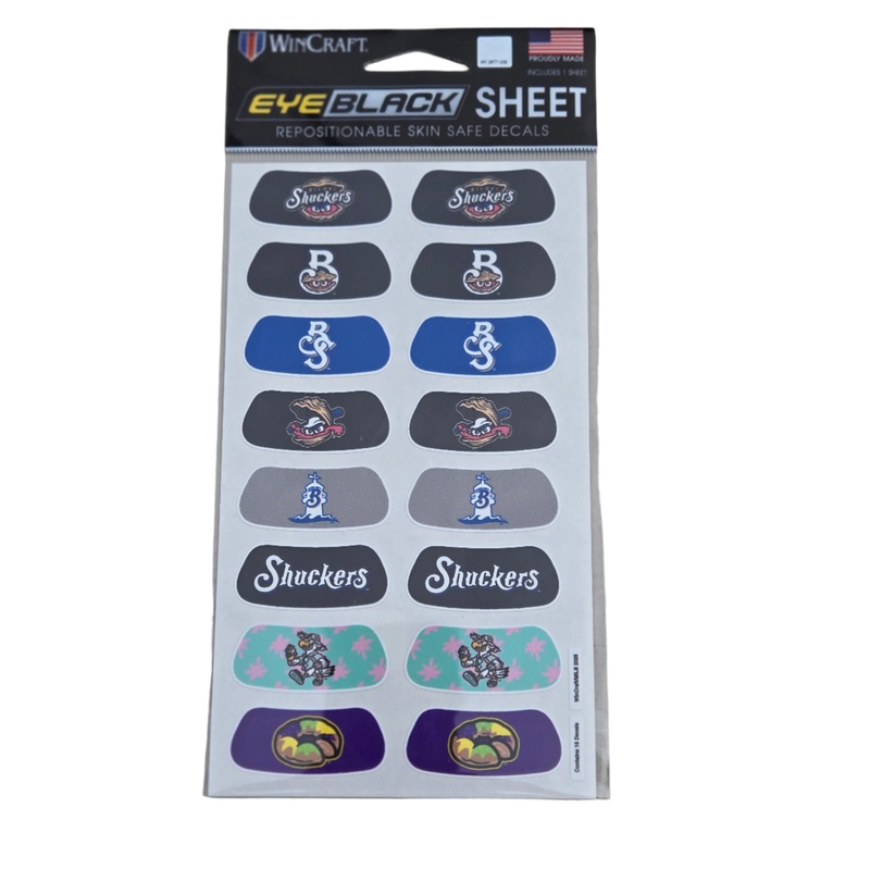 Shuckers Eye Black Stickers in your favorite Shuckers Logos