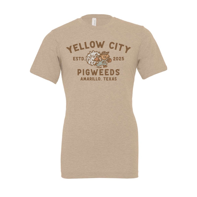 Amarillo Sod Poodles Tan Yellow City Pigweeds Tee