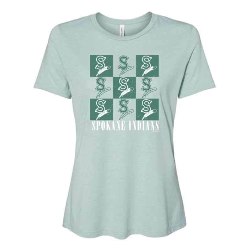 Spokane Indians Ladies Dusty Green Lino Tee