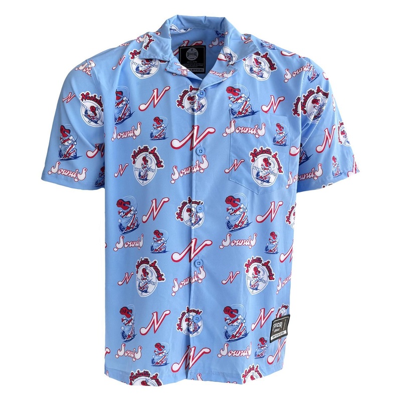 Nashville Sounds Official League Light Blue Throwback Hawaiian Shirt