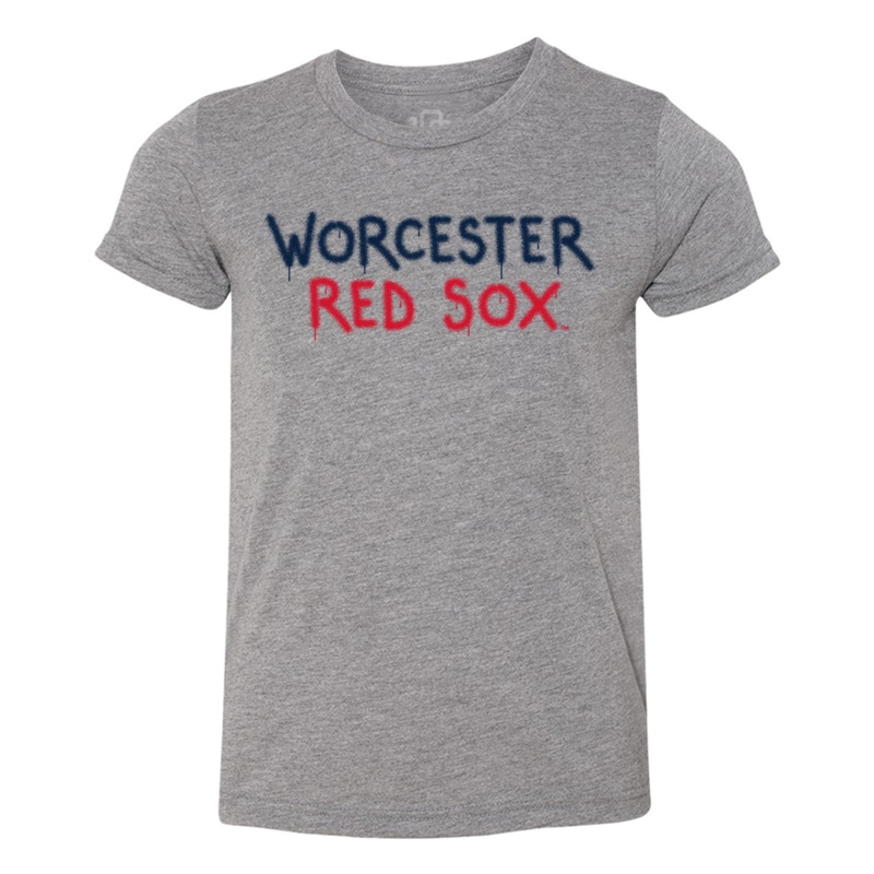 Worcester Red Sox Gray Youth Spray Paint Tee