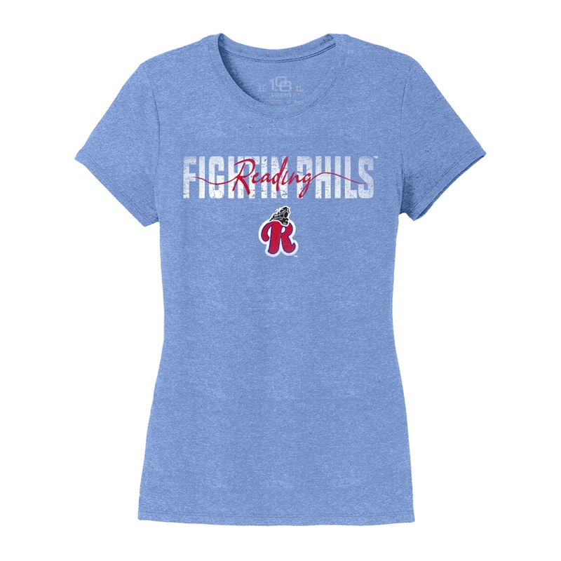 108 Stitches Women’s Blue Reading Fightin Phils Script Tee