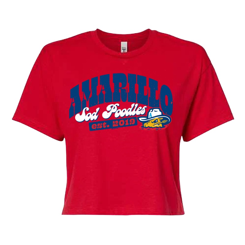 Amarillo Sod Poodles Women’s Red Vidalia Game Crop Tee