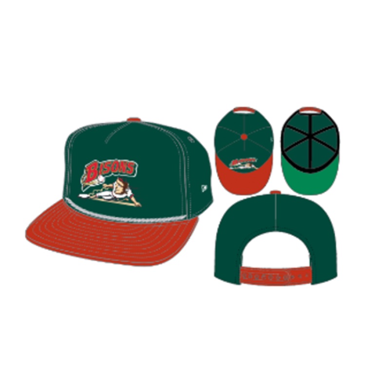 Buffalo Bisons Retro Slide Green Red Golfer Snapback Cap