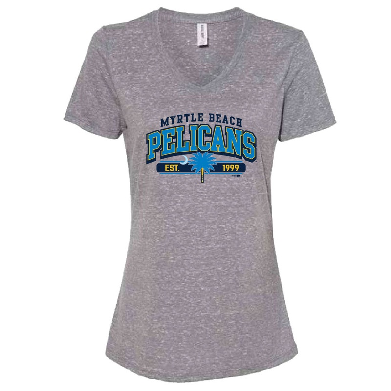 Myrtle Beach Pelicans Bimm Ridder Ladies Charcoal Volbeat V-Neck Tee