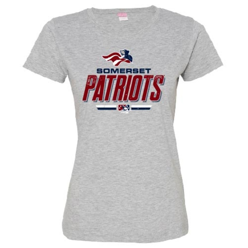 Somerset Patriots Women’s Heather Grey Crew Neck Longer Length Tee