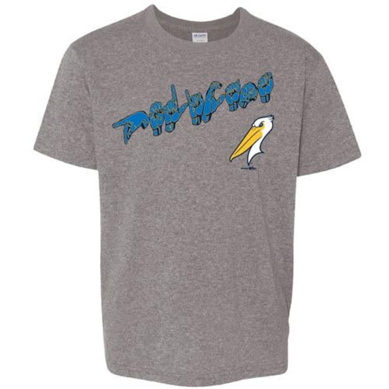 Myrtle Beach Pelicans Bimm Ridder Youth Graphite Heather American Sign Language Softstyle Tee