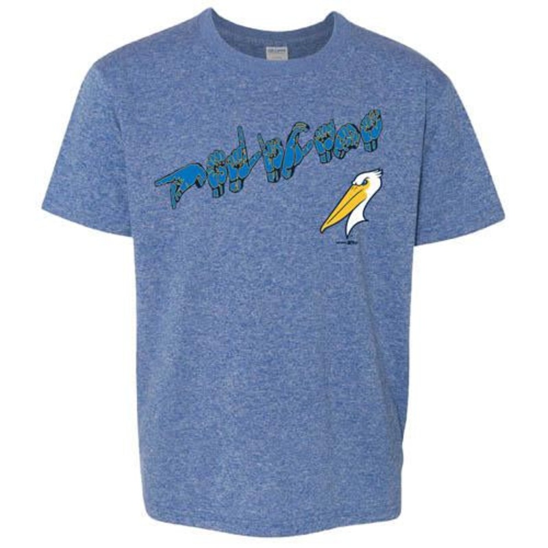 Myrtle Beach Pelicans Bimm Ridder Youth Heather Royal American Sign Language Softstyle Tee