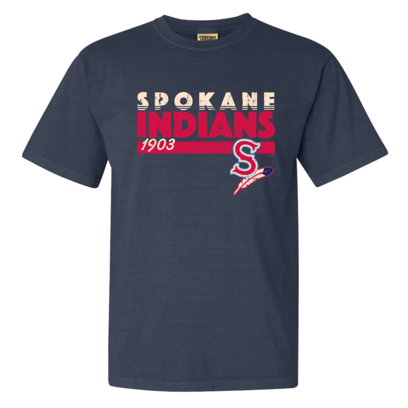 Spokane Indians Adult Denim Pigment Dyed Tee